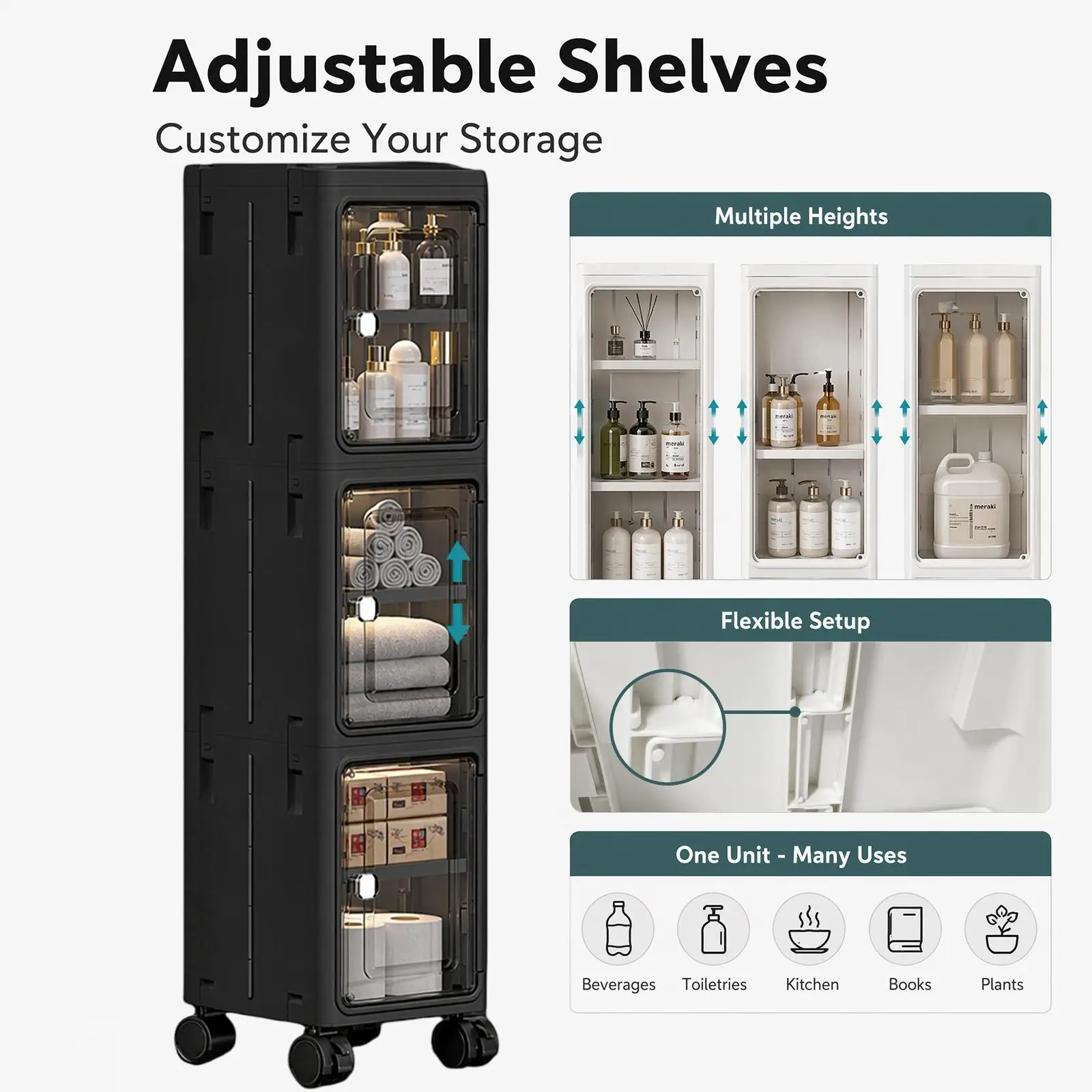 5-Tier Black Slim Narrow Rolli - огляд і ціна Kitchen Appliances Cabinet